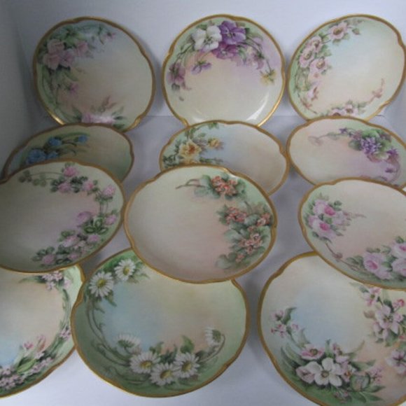 Blue Carnation Hand Painted China Plate Floral Plates for walls Cabinet Plates - Picture 3 of 5